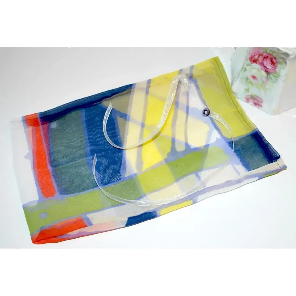 Sheer Fabric Multi Color Gift Bag Set for Gift Wrapping Holiday Packaging